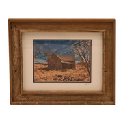 Wooden Double Frame Matte Image Brown House